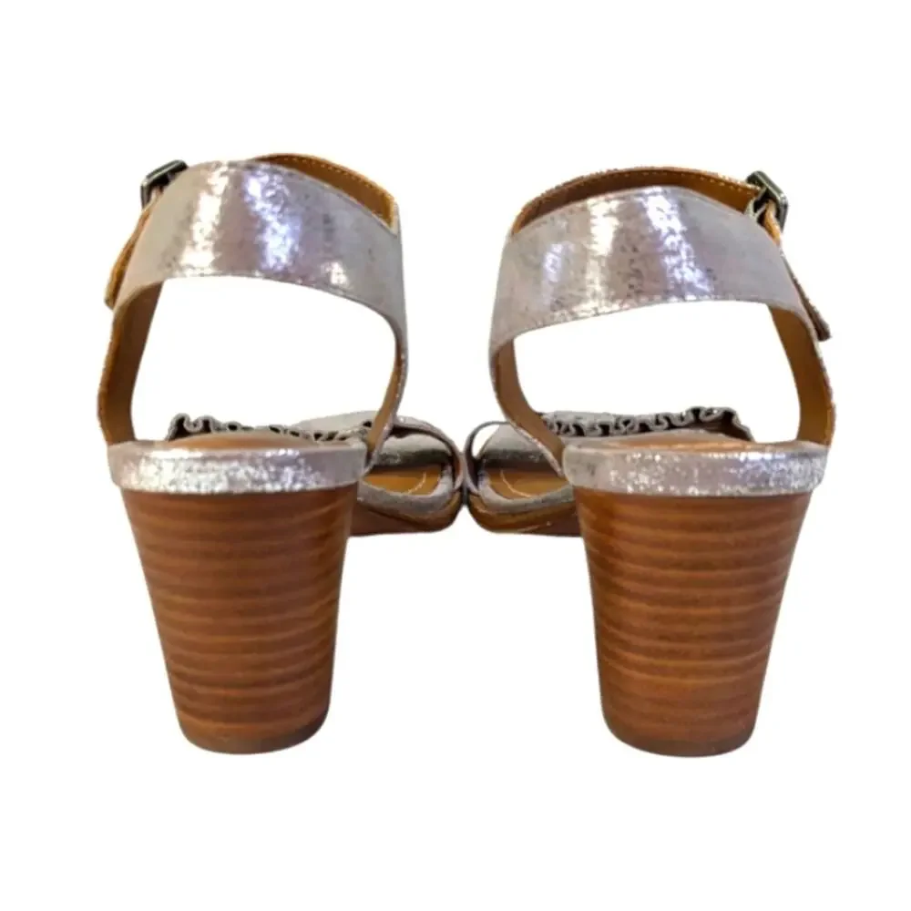 Trask Carrie Metallic Suede Sandals Size 7M  EUC $248    S3597